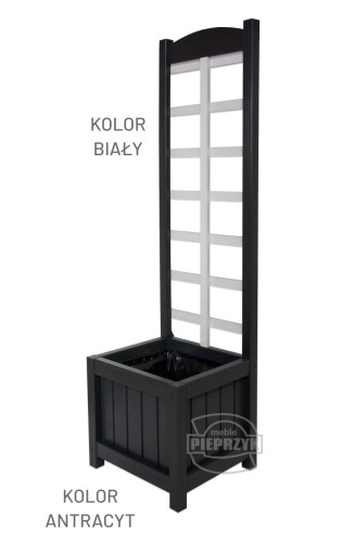Donica z pergolą WĄSKA - kratka prosta kol. antracyt i biały-1.jpg