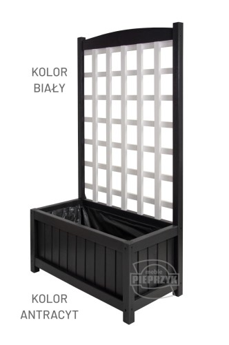 Donica z pergolą SZEROKA - kratka prosta kol. antracyt i biały-1.jpg